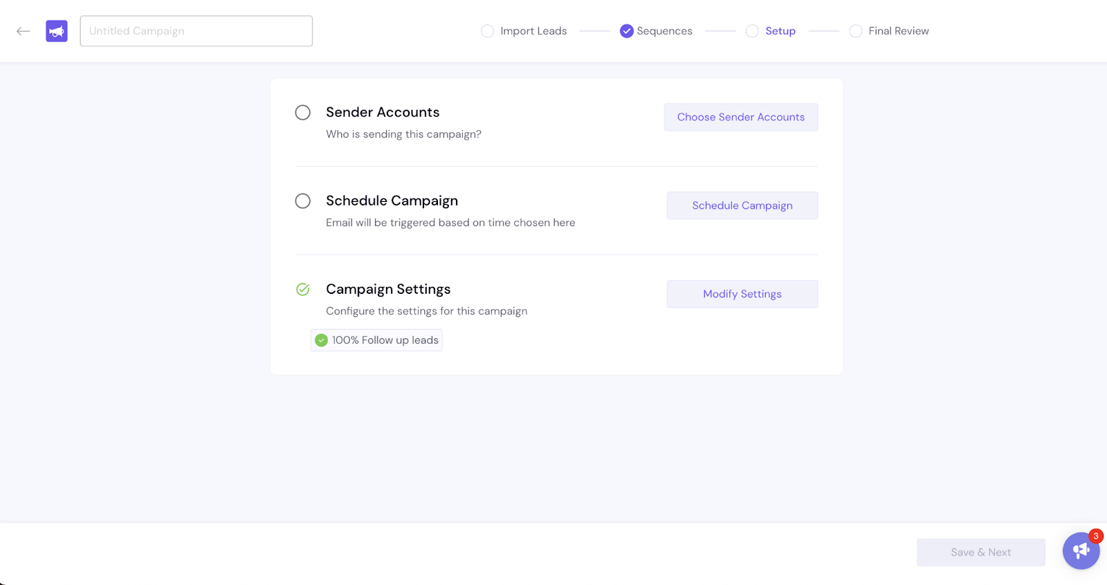 Smartlead.ai campaign settings